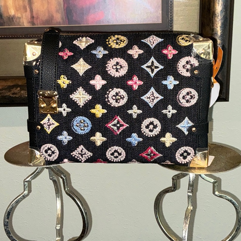 Stylish Black Denim Beaded Women's Bag